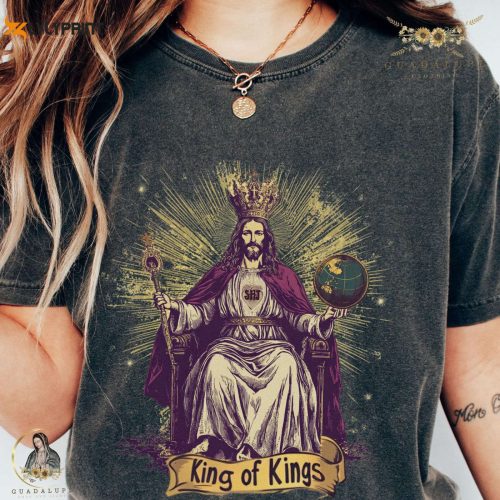King of Kings Religious Tee: Vintage Jesus Catholic Gifts Christmas Shirt Unisex Church Wear Comfort Colors Garment-Dyed T-shirt