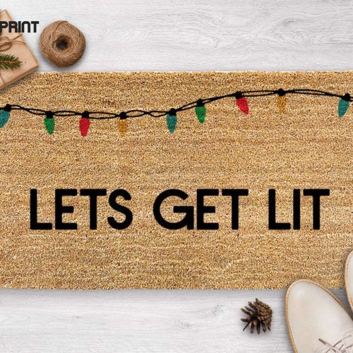 Let s Get Lit! Funny Christmas Doormat - Holiday Porch Decorations