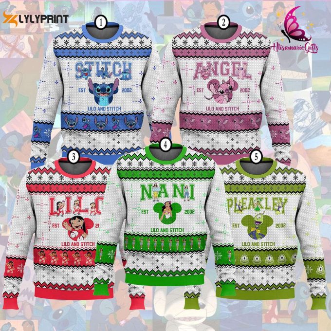 Lilo &Amp;Amp; Stitch Ugly Christmas Sweater: Angel Sweatshirt Disneyland Xmas Shirt Group Shirt