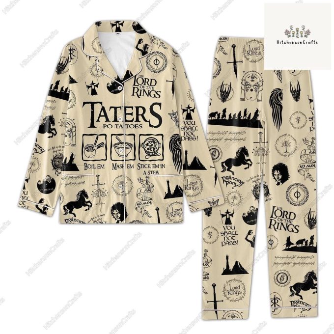 Lord Of The Rings Pajamas Set: Perfect For The Whole Family Featuring Hobbit Taters – Shop Now!