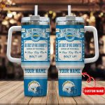 Vintage King of Football Custom Name 40oz Stanley Tumbler – Los Angeles Chargers NFL Gift