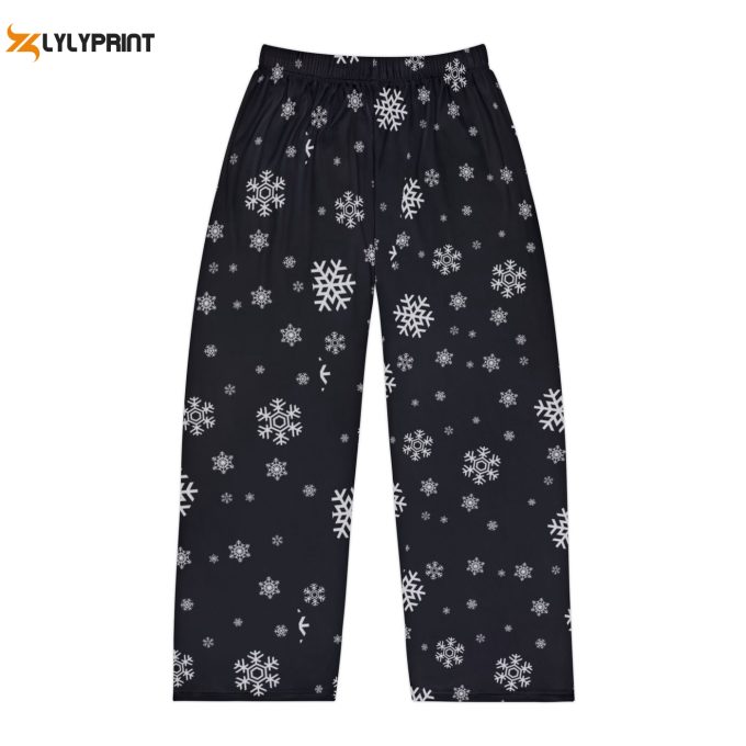 Stay Cozy This Christmas With Men S Black Pajama Bottoms - Snowy Winter Comfort 1