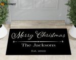 Personalized Merry Christmas Door Mat – Ideal Homewarming & First Christmas Gift