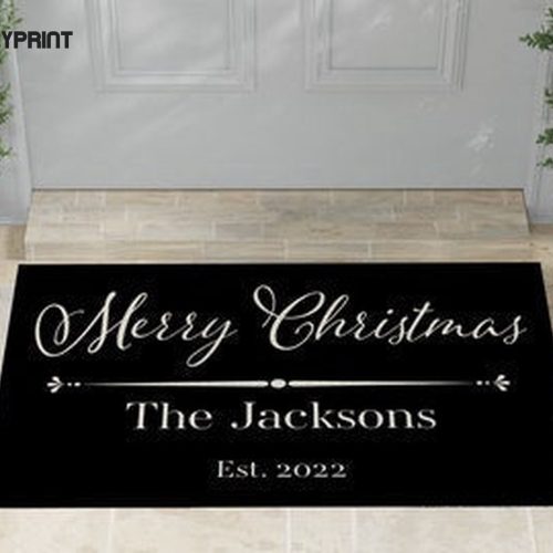 Personalized Merry Christmas Door Mat – Ideal Homewarming & First Christmas Gift