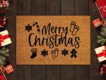 Festive Merry Christmas Doormat – Funny Coir Door Mat for Front Door Welcome Mats Christmas Coir Mats