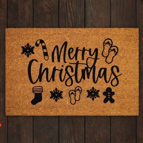 Festive Merry Christmas Doormat – Funny Coir Door Mat for Front Door Welcome Mats Christmas Coir Mats