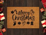 Festive Merry Christmas Doormat – Funny Coir Door Mat for Front Door Welcome Mats Christmas Coir Mats