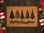 Merry Christmas Doormat: Festive Coir Mat for Front Doors Funny Welcome Mats & Christmas Trees – Perfect Holiday Decor!