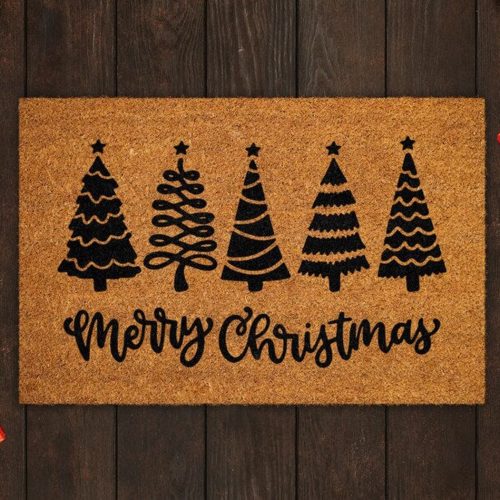 Merry Christmas Doormat: Festive Coir Mat for Front Doors Funny Welcome Mats & Christmas Trees – Perfect Holiday Decor!