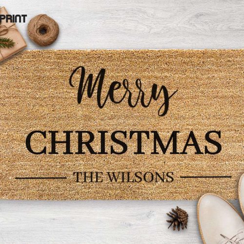 Personalized Merry Christmas Family Mat – Perfect New Home & Housewarming Gift Festive Christmas Decor
