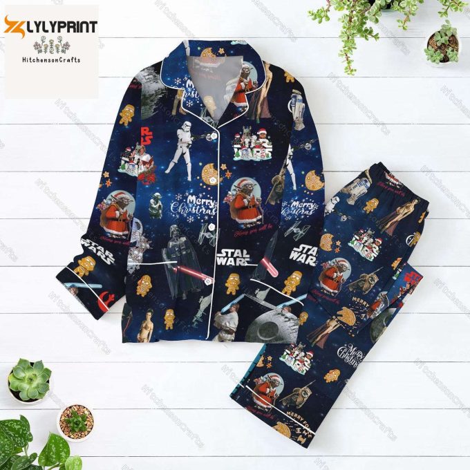 Star Wars Pajamas Set: Merry Christmas With Baby Yoda Darth Vader Boba Fett Stormtrooper; Disney Movie Family Pajamas