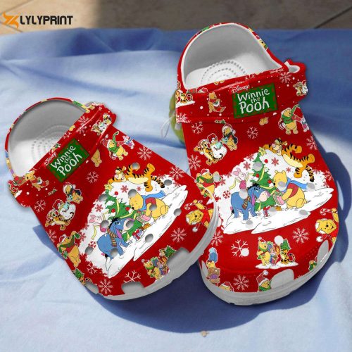 Waterproof & Lightweight Merry Christmas Winnie The Pooh Red Clogs: For Kids & Adults
