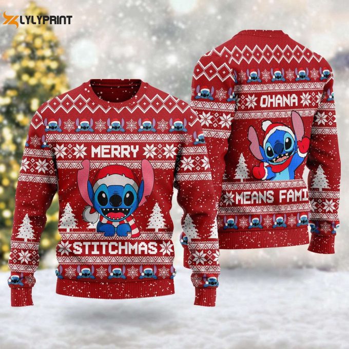 Merry Stitchmas 3D All Over Printed T-Shirt: Animation Movie Ugly Christmas Sweater Xmas Sweatshirt – Perfect Christmas Gift!