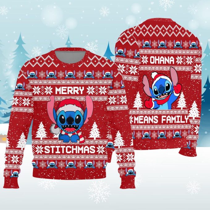 Merry Stitchmas 3D All Over Printed T-Shirt: Animation Movie Ugly Christmas Sweater Xmas Sweatshirt – Perfect Christmas Gift!