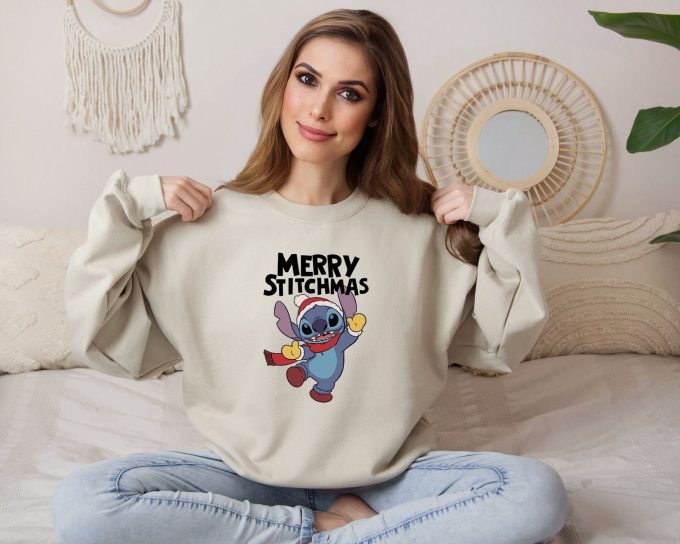 Merry Stitchmas: Christmas Shirt For Adults Kids &Amp; Newborns – Lilo And Stitch Sweatshirt In Pink