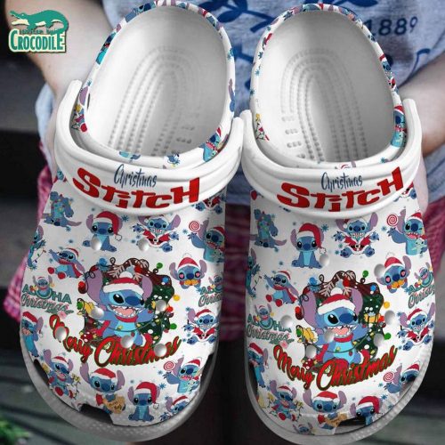 Stylish Mery Christmas Alon At Home Stitch White Clogs for Kids & Adults – Comfy Holiday Footwear!