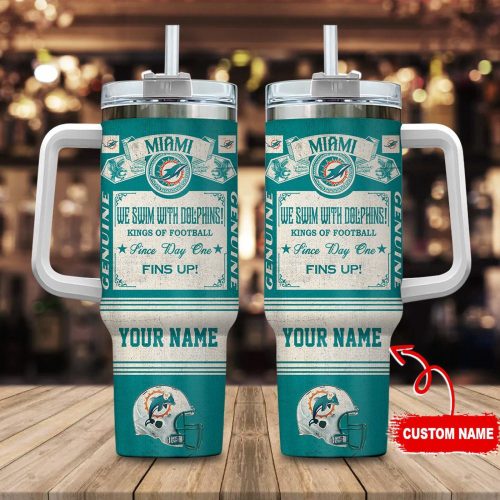 Vintage Miami Dolphins NFL King of Football 40oz Tumbler – Custom Name Gift for Fans