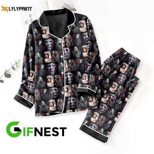 Horror Movies Button Down Pajama Set – Michael Myers Collab – Perfect Gift!