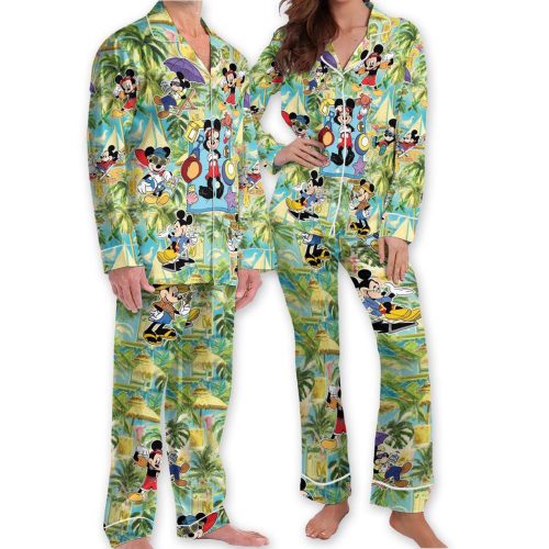 Summer Fun: Mickey Aloha Pajamas for Family – Disney Cartoon Set