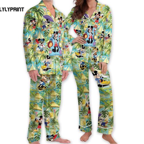 Summer Fun: Mickey Aloha Pajamas for Family – Disney Cartoon Set