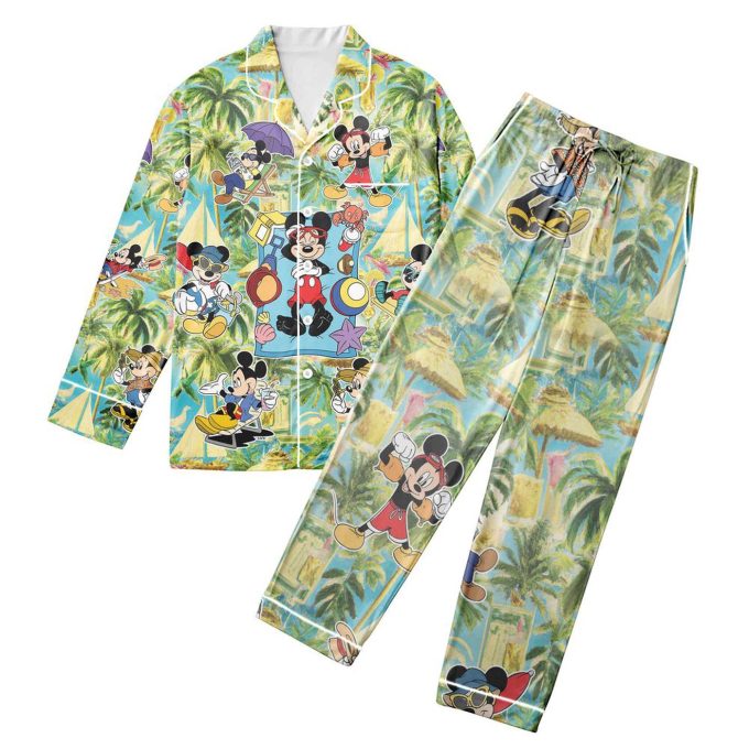 Summer Fun: Mickey Aloha Pajamas For Family – Disney Cartoon Set