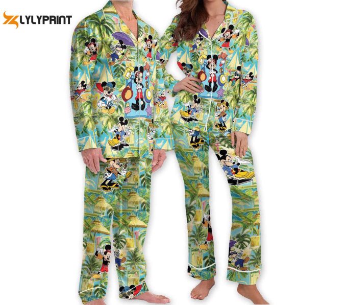 Summer Fun: Mickey Aloha Pajamas For Family – Disney Cartoon Set