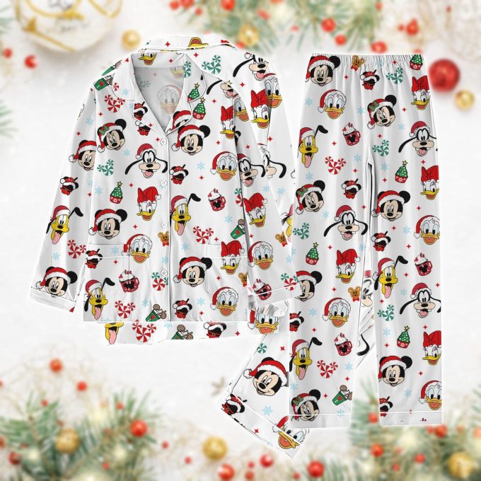 Mickey &Amp; Friends Christmas Pajamas Set: Disney Santa Claus Pjs Magic Kingdom Gift – Perfect Matching Pjs For Women