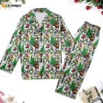 Disney Mickey & Friends Christmas Pajama Set: Festive Button Up Shirt Minnie Mouse Women s Pajamas Mickey Xmas Party Tee