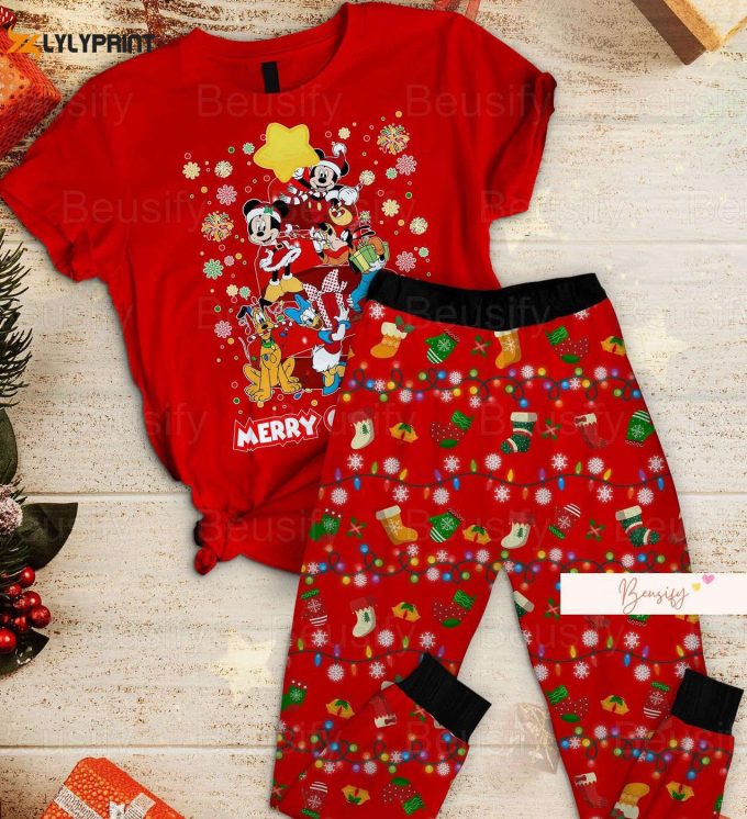 Mickey Mouse Pajama Set: Christmas T-Shirt Cartoon Pants &Amp;Amp; More For Festive Holiday Pajama Parties!