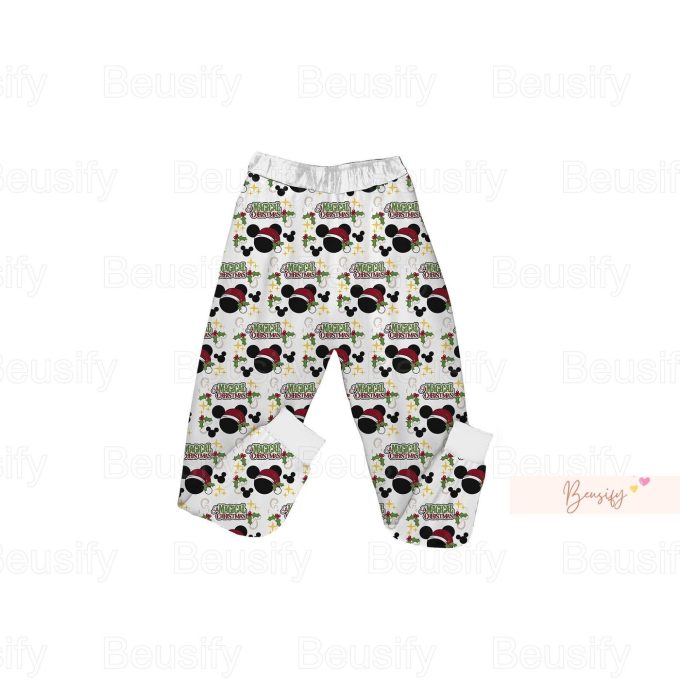 Disney Mickey Pajamas Set: Christmas Shirt Holiday Pants – Women S Pj Set