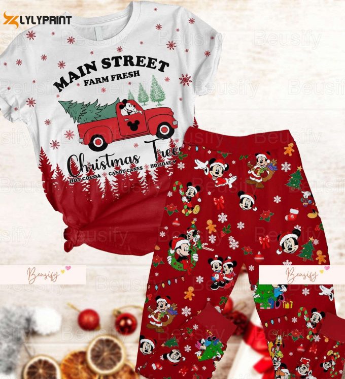 Mickey Pajamas Set: Festive &Amp;Amp; Cozy Holiday Pjs For Women – Mickey Mouse Pants &Amp;Amp; Christmas Tree Shirt