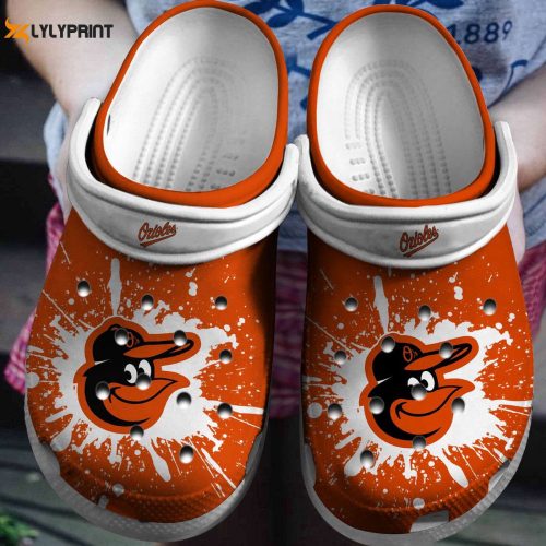 MLB Baltimore Orioles Crocs: Orange-White Baseball Fan Shoes