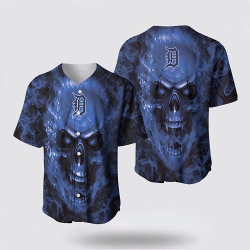 MLB Detroit Tigers Baseball Jersey Skull: Personal Style & Sports Enthusiasm for Fans – Gift for Men Women