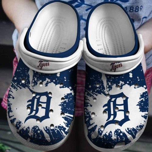 MLB Detroit Tigers Crocs: White-Navy Baseball Fan Shoes – Get Your Team Spirit On!