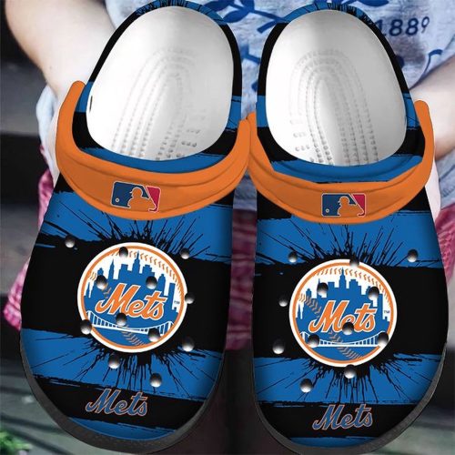 MLB New York Mets Crocs: Black and Blue Fan Baseball Shoes
