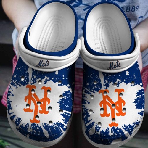 MLB New York Mets Crocs: White-Blue Baseball Fan Shoes
