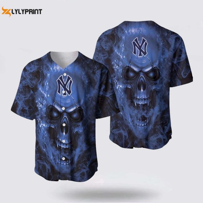 Mlb New York Yankees Baseball Jersey: Stylish Skull Symbolizing Fan Passion