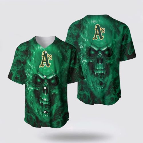 Oakland Athletics MLB Baseball Jersey: Breathable Comfortable Fan Gear with Skull Design