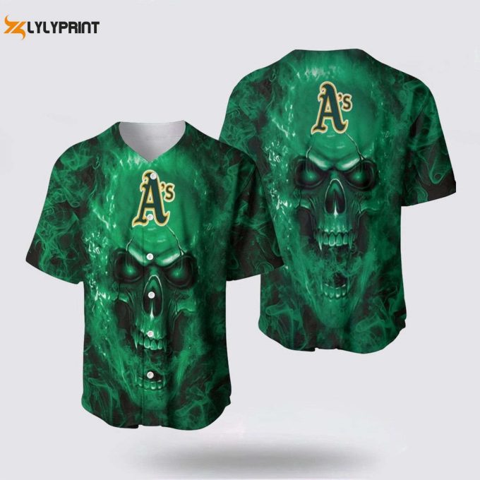 Oakland Athletics Mlb Baseball Jersey: Breathable Comfortable Fan Gear With Skull Design