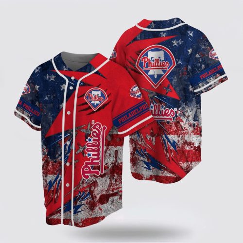 Show Your Fan Spirit with MLB Phillies US Flag Baseball Jersey – Perfect for Philadelphia Baseball Fans! – Gift for Men Women