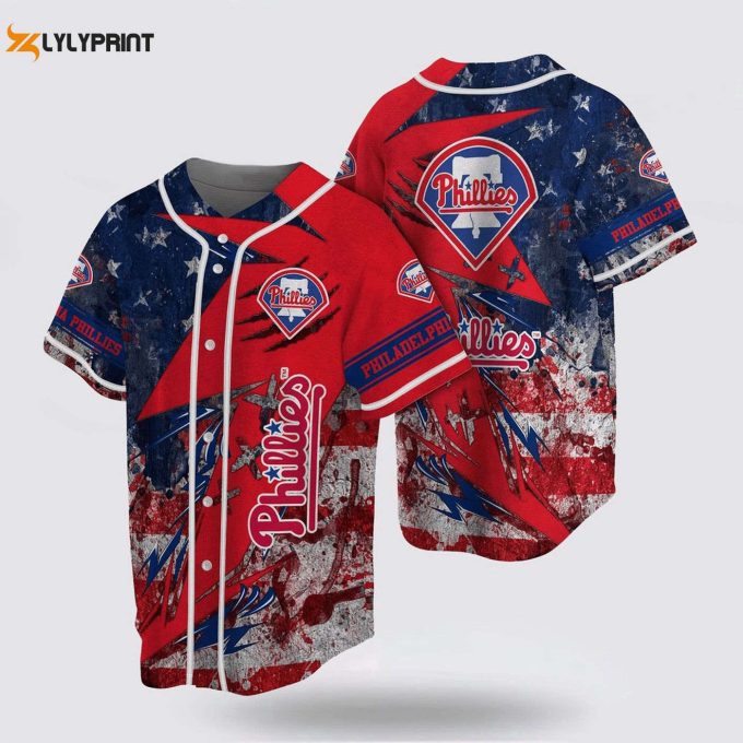 Show Your Fan Spirit With Mlb Phillies Us Flag Baseball Jersey – Perfect For Philadelphia Baseball Fans! – Gift For Men Women