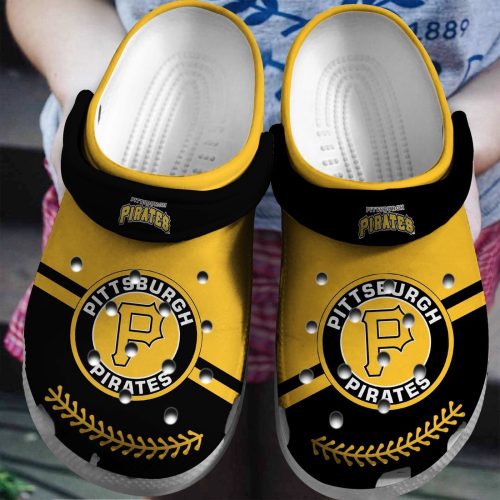 Pittsburgh Pirates MLB Crocs: Yellow-Black Clog Shoes for Baseball Fans