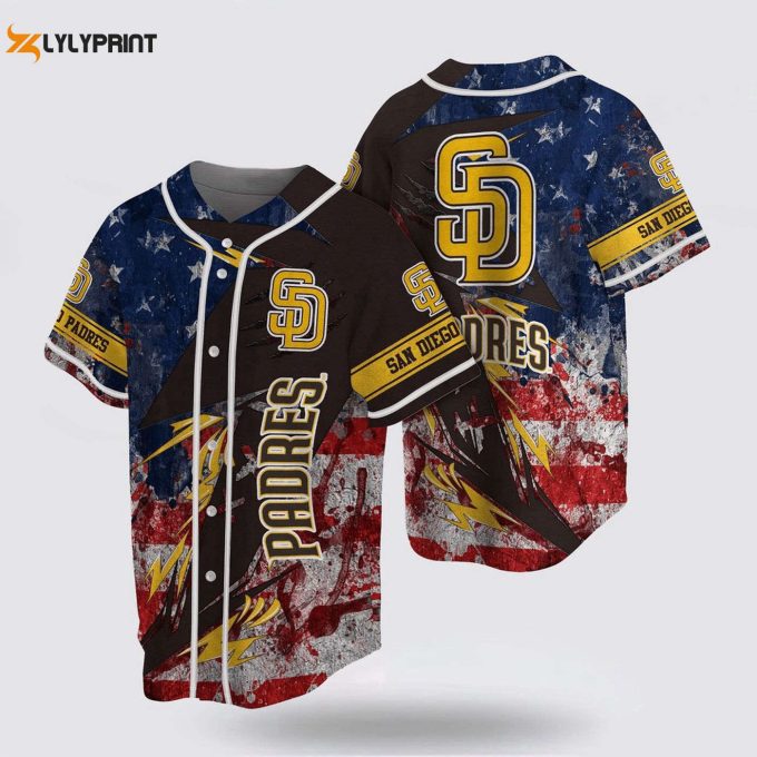 Mlb San Diego Padres Baseball Jersey: Show Your Patriotism With Us Flag Fan Jersey