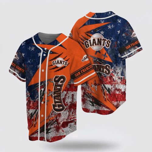 Show Your Support: MLB San Francisco Giants Jersey with US Flag – Perfect for Fans!