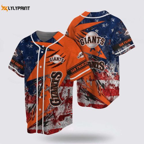 Show Your Support: MLB San Francisco Giants Jersey with US Flag – Perfect for Fans!