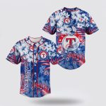 Texas Rangers Flower Pattern Baseball Jersey – Perfect for Fans – Gift for Men Women