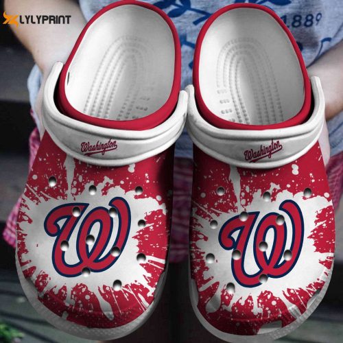 MLB Washington Nationals Crocs: Red-White Fan Baseball Shoes – Perfect for Game Day!