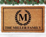 Personalized Monogram Wreath Doormat: Ideal Wedding & Christmas Gift