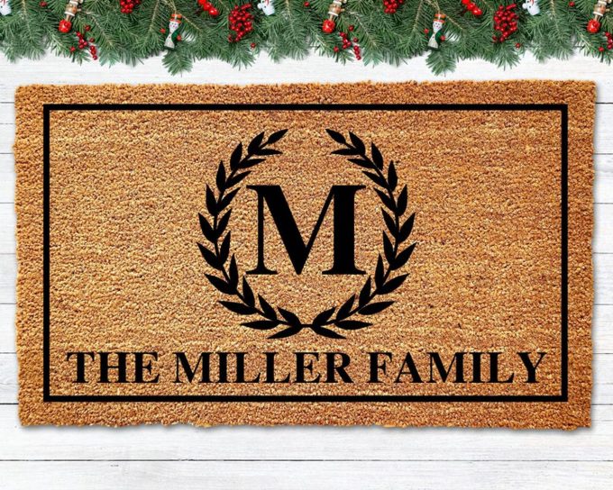 Personalized Monogram Wreath Doormat: Ideal Wedding &Amp; Christmas Gift