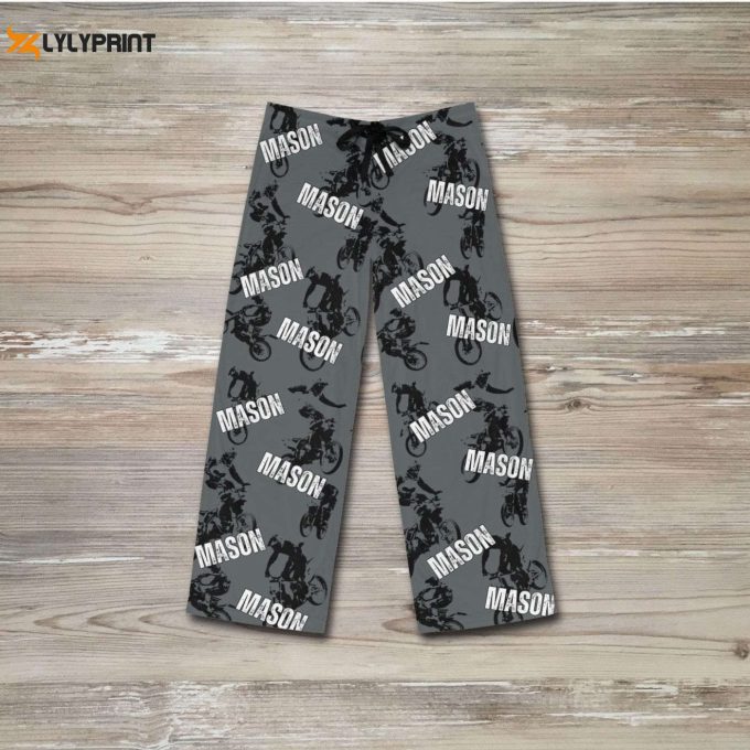 Custom Motocross Pajama Pants: Personalized Dirt Bike Motorcycle Pajamas For Him – Perfect Christmas Gift!